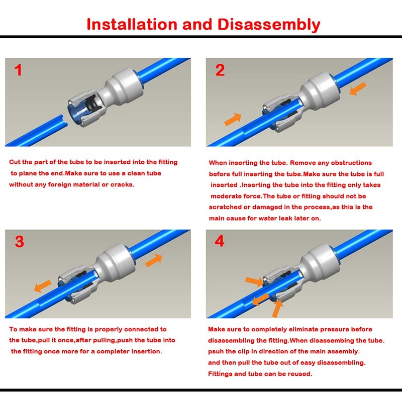 YZMSZ YZM 1/2" Male Thread x 1/4" OD tube Quick Connector fittings Water Purifiers Filters Reverse Osmosis Systems accessories set of 5. - Image 4